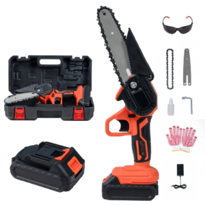 Compact Industrial Mini Cordless Electrical Chainsaw with 185mm Blade – One-Handed Device for Woodworking and Backyard Pruning